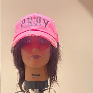 KBETHOS Hot Pink 'PRAY' Distressed Baseball Cap